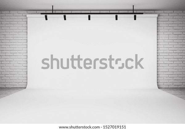 Empty Photo Studio Interior White Background Stock Illustration 1527019151