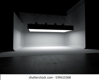 Empty Photography Studio Car Background 3D Illustration