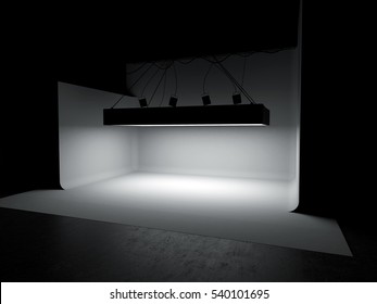 Empty Photography Studio Car Background 3D Illustration