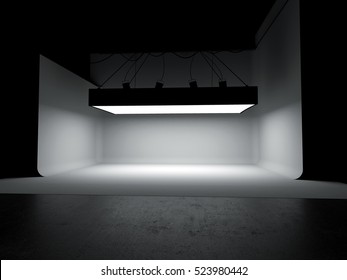 Empty photography studio car stage background 3D illustration