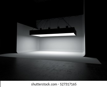 Empty Photography Studio Car Stage Background 3D Illustration