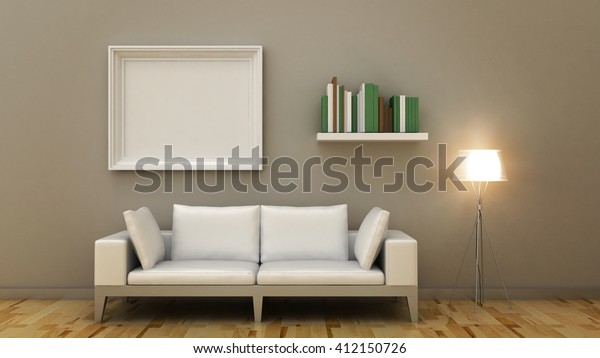 Empty Picture Frames Modern Home Interior Stock Illustration