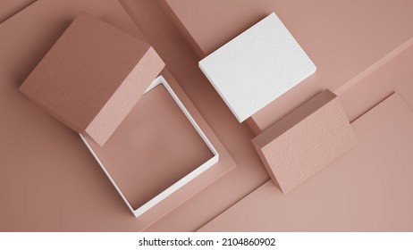 Empty Pink Name Card Box On Pink Background. Name Card, Business Card Packaging. 3d Rendering, 3d Illustration