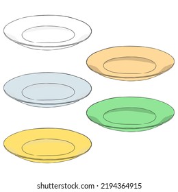 Empty Plate Clipart With Five Different Colors