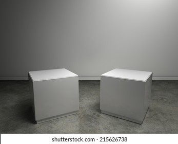 Empty Plinth In Gallery Or Museum. With Clipping Path