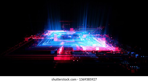 Empty podium. Disco panel. Rays view. Show magic party. Sports style. 
Bright space. Stand square. Vivid stage. Exhibition space. Core.
Demo place. 3d render. Glint check scene. Glare bright blocks. 
