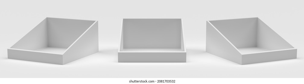 Empty Product Display Tray, PDQ Display, 3D Render Illustration. 