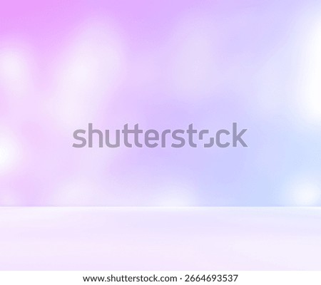 Empty purple pink blue paste room studio with leaves shadow effect overlay. Sunlight effect shadows through window. Product presentation display room. Cosmetic showroom. Minimal mock up backdrop.