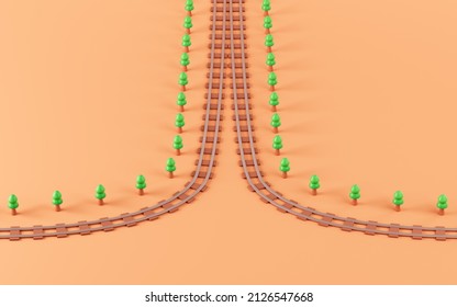 Empty Rail Track Brown Background 3d Stock Illustration 2126547668