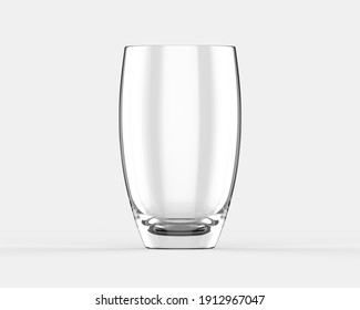 Empty Realistic Clear Drinking Glass Cup Mockup Template Isolated On White Background, 3d Illustration.