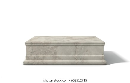 An Empty Rectangular Light Marble Stone Trophy Base On An Isolated White Studio Background - 3D Render