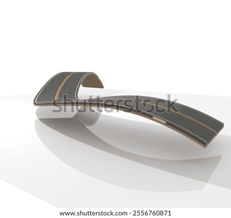 Empty road 3d render with lines, realistic abstract 3d road isolated on white background. car background isolated straight road. illustration of vacation and transportation road isolated highway ad.
