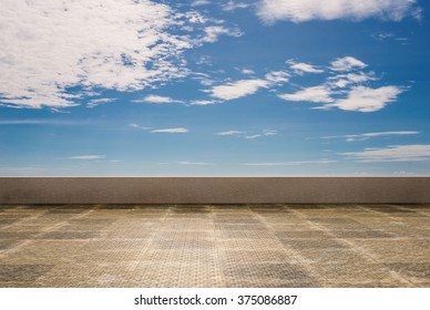 Empty Roof Top With Blue Sky Background 