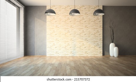 Empty Room With Brick Wall