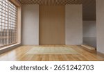Empty room of interior japandi. Clean and relax room. Modern contemporary design and trendy. 3d