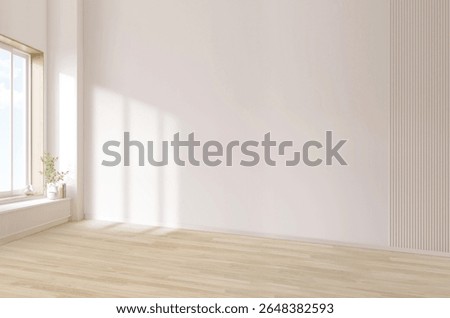 Empty room interior space background mock-up empty, sunlight, and shadows room walls, room with sunlight and wooden blank parquet floor.