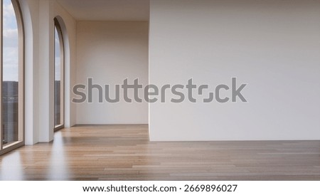 Empty room of japandi interior design. 3d