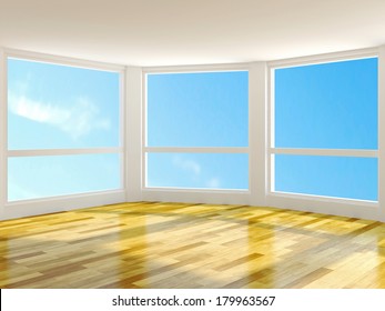 Empty Room With Large Windows