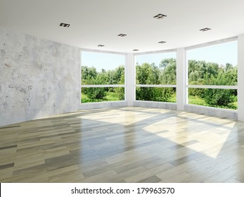 Empty Room With Large Windows