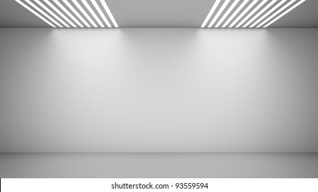 Empty room with light coming from above through vents