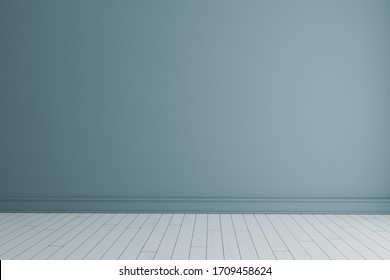 Empty room with painted wall and white wooden floor realistic 3D rendering