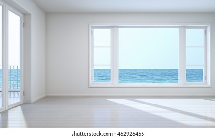 Empty room sea view with clipping path for background - 3D rendering