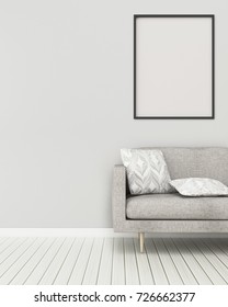Empty room with sofa .Empty space in hotel. scandinavian interior design. -3d rendering
