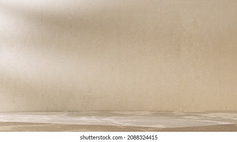 Empty room and soft blurred window shadow gradient pastel neutral color background  product display  object placement mockup 3d rendering
