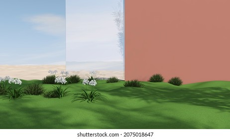 Empty room with Wall Background. 3D illustration, 3D rendering