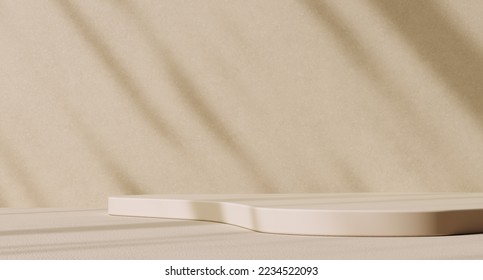 Pared de habitación vacía con textura de hojas tropicales  fondo abstracto de verano beige pastel mínimo para presentación de productos y visualización de objetos  3 ª representación