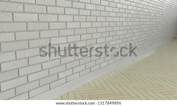 Empty Room White Painted Brick Wall Royalty Free Stock Image