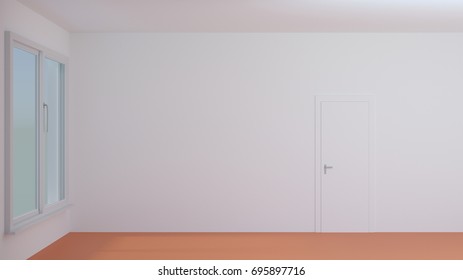 Empty room with white walls,(3d render)
