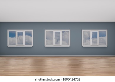 Empty room with window. 3D illustration