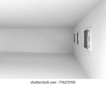 Empty room with window , tiff file, 3D rendering