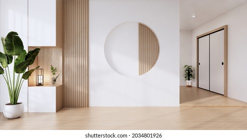 Empty Room,Clean Japanese Minimalist Room Interior, 3D Rendering