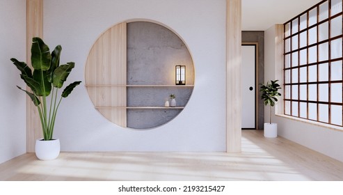 Empty Room,Clean Japanese Minimalist Room Interior, 3D Rendering