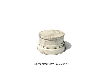 An Empty Round Light Marble Stone Trophy Base On An Isolated White Studio Background - 3D Render