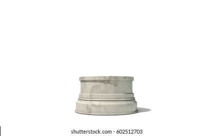 An Empty Round Light Marble Stone Trophy Base On An Isolated White Studio Background - 3D Render