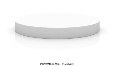 Empty Round Pedestal For Display. Platform For Design. 3D Rendering