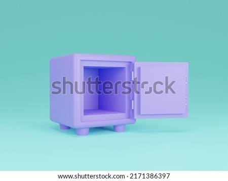 empty safe box on blue pastel background 3d illustration