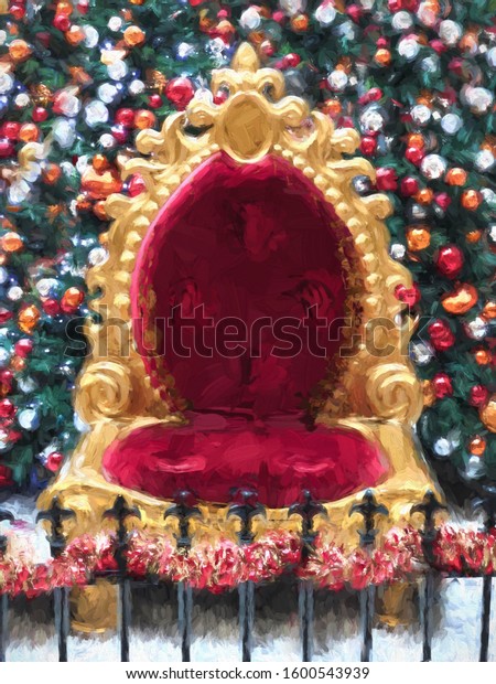 Empty Santa Claus Throne Chair Christmas Stock Illustration 1600543939