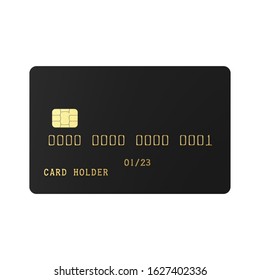 Empty Satin Black Credit Card Golden Stock Illustration 1627402336 ...