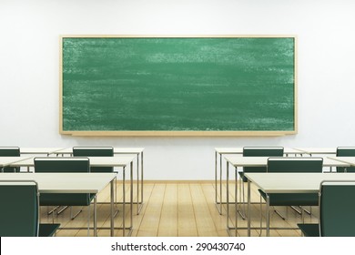 empty school classroom with blackboard. 3D rendering