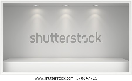 Empty Shop window display. Storefront 3d rendering