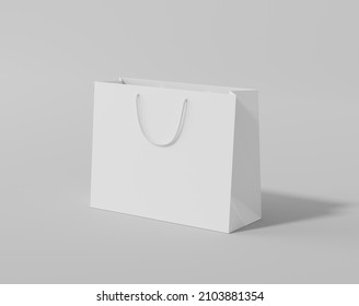 Empty  shopping bag for branding, white paper bag, 3d rendering, 3d illustration