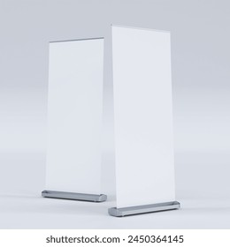 Empty Signage Stand Design Template. Mockup display for advertising, poster, billboard or represent promotion product concept. 3D Rendering