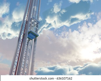 empty sky elevator concept on the sky clouds background concept composition 3d illustration