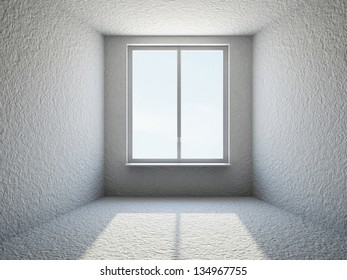 The Empty Small Room With Big Window