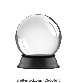 Empty snow globe isolated on white. 3D rendering