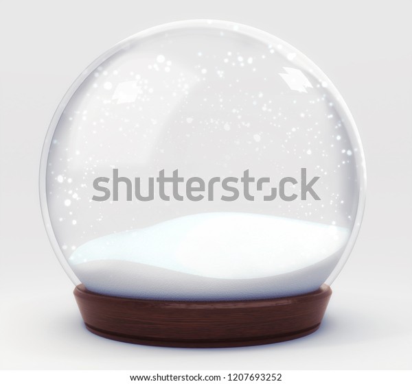 empty snowball decoration isolated on white background,\
glass ball winter seasonal christmas decoration 3d illustration\
rendering 